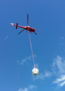 Helicopter with concrete